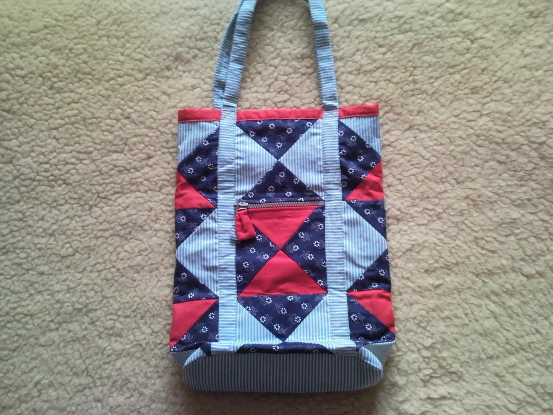Kék-piros patchwork táska